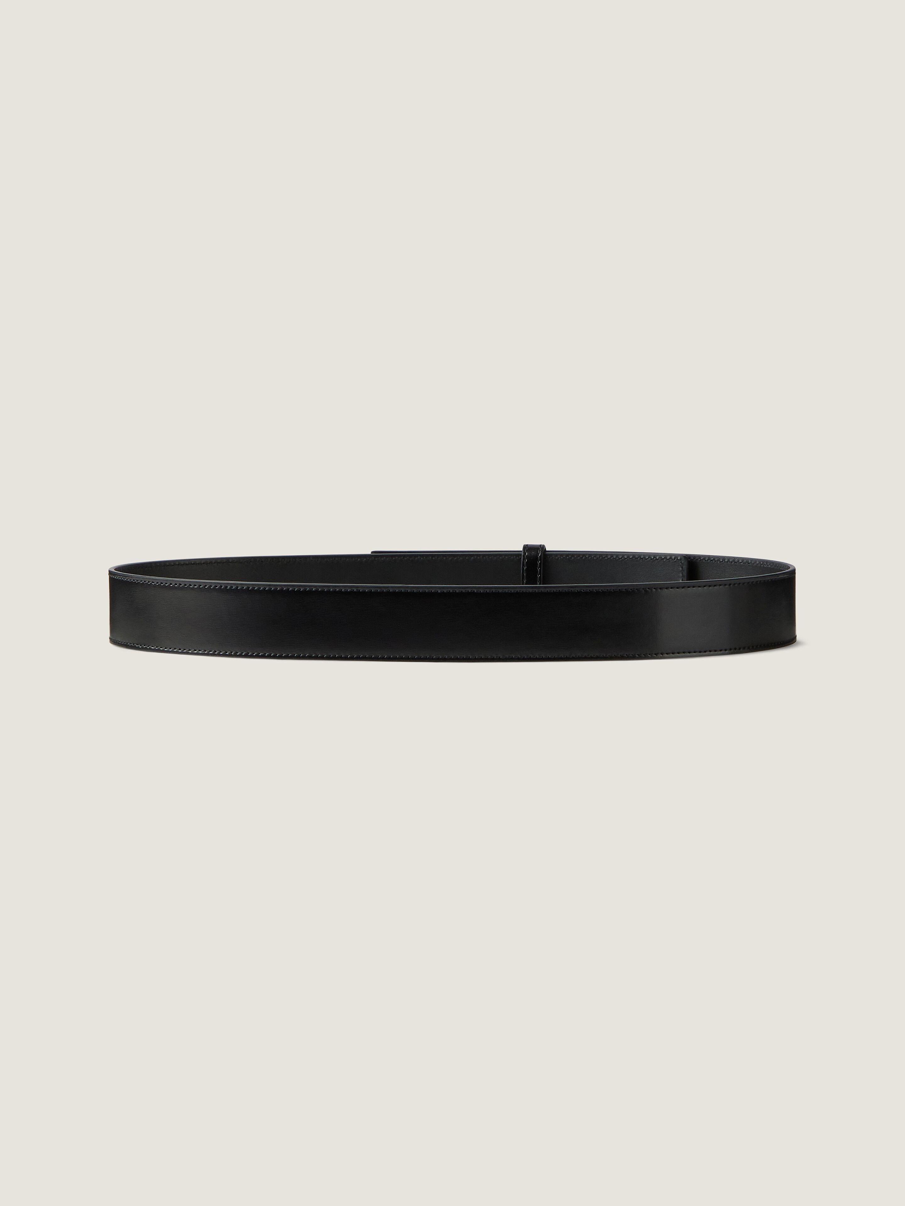 Label belt in Box leather
